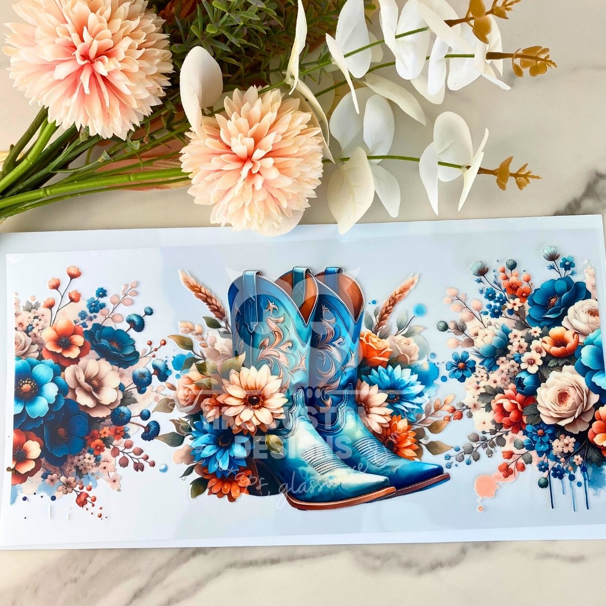 Floral Boots | 40 oz UV DTF Wrap