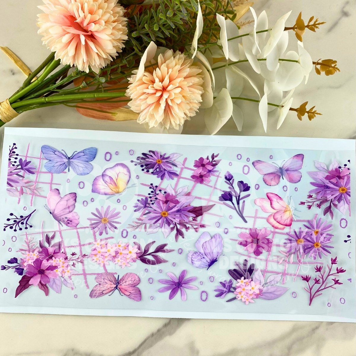 Purple Butterfly Floral | 40 oz UV DTF Wrap