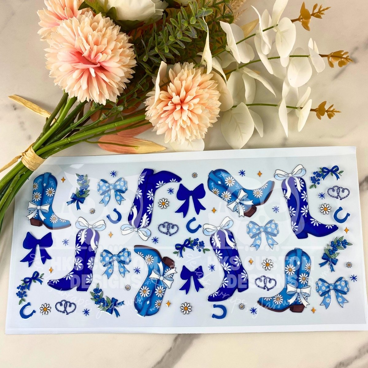 Blue Cowgirl Boots | 40 oz UV DTF Wrap