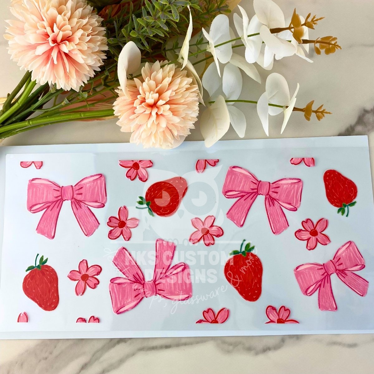 Strawberry Bows | 40 oz UV DTF Wrap