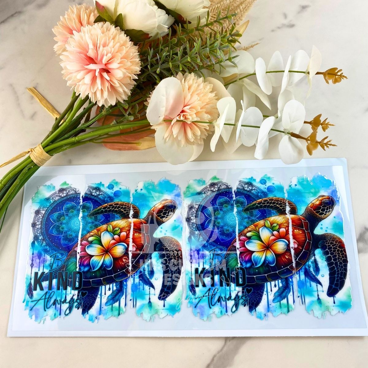 Be Kind Turtle | 40 oz UV DTF Wrap