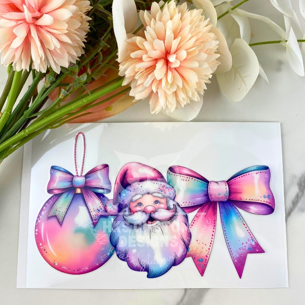 Ornament Santa Bow | 4" UV DTF Decal