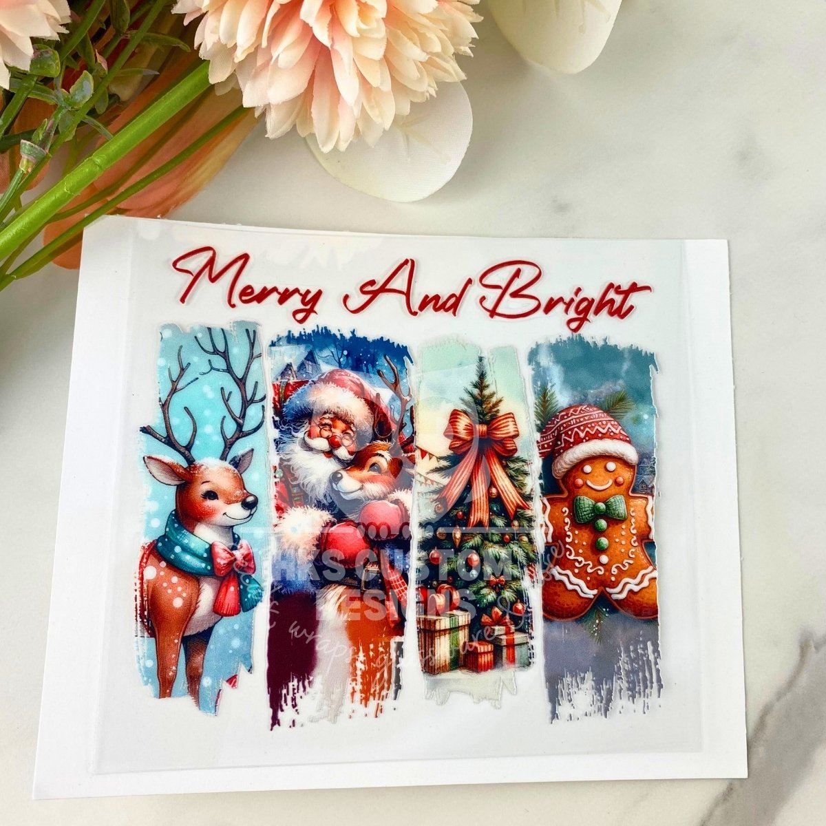 Merry and Bright Brushstrokes | 4" UV DTF Decal
