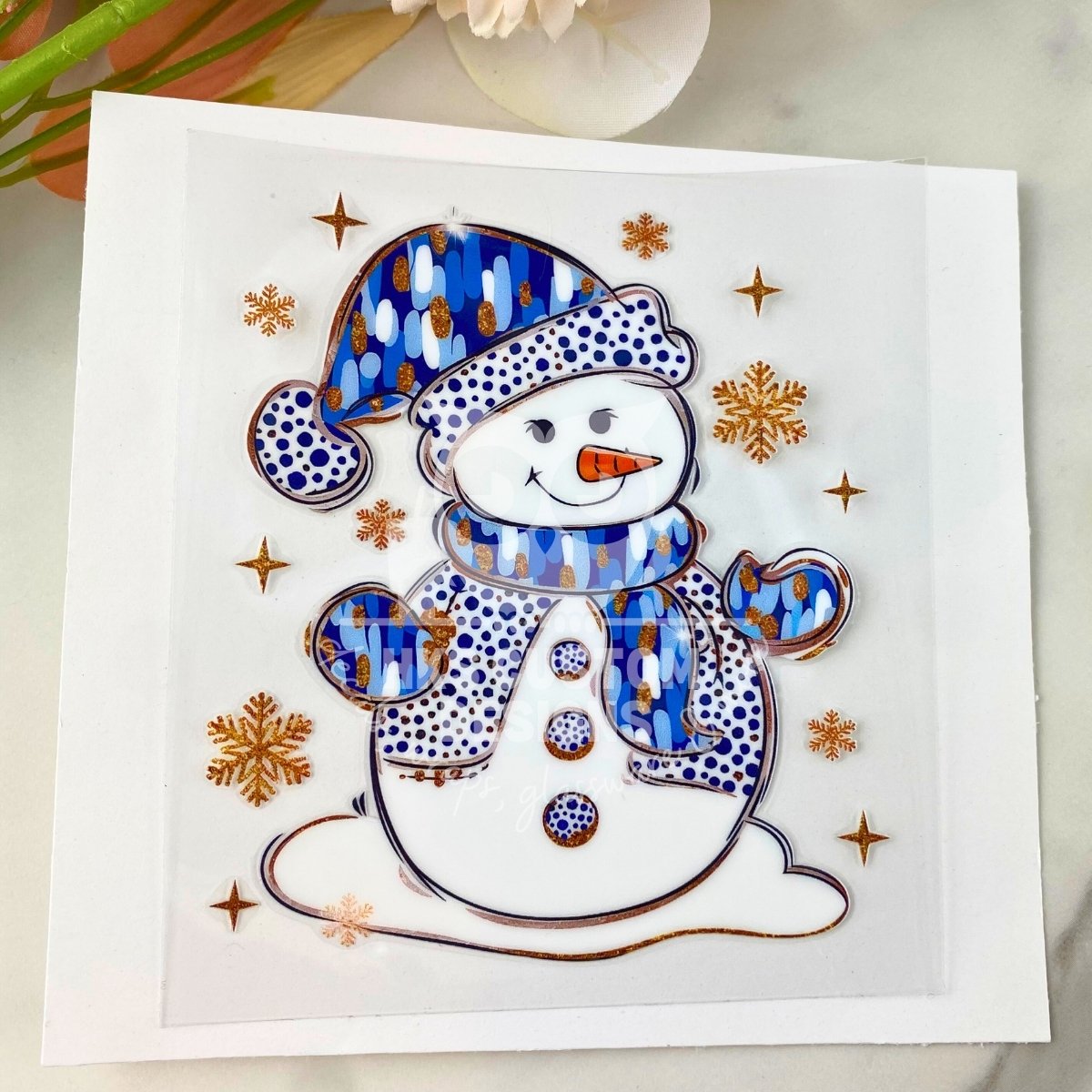 Glitter Snowman2 | 4" UV DTF Decal