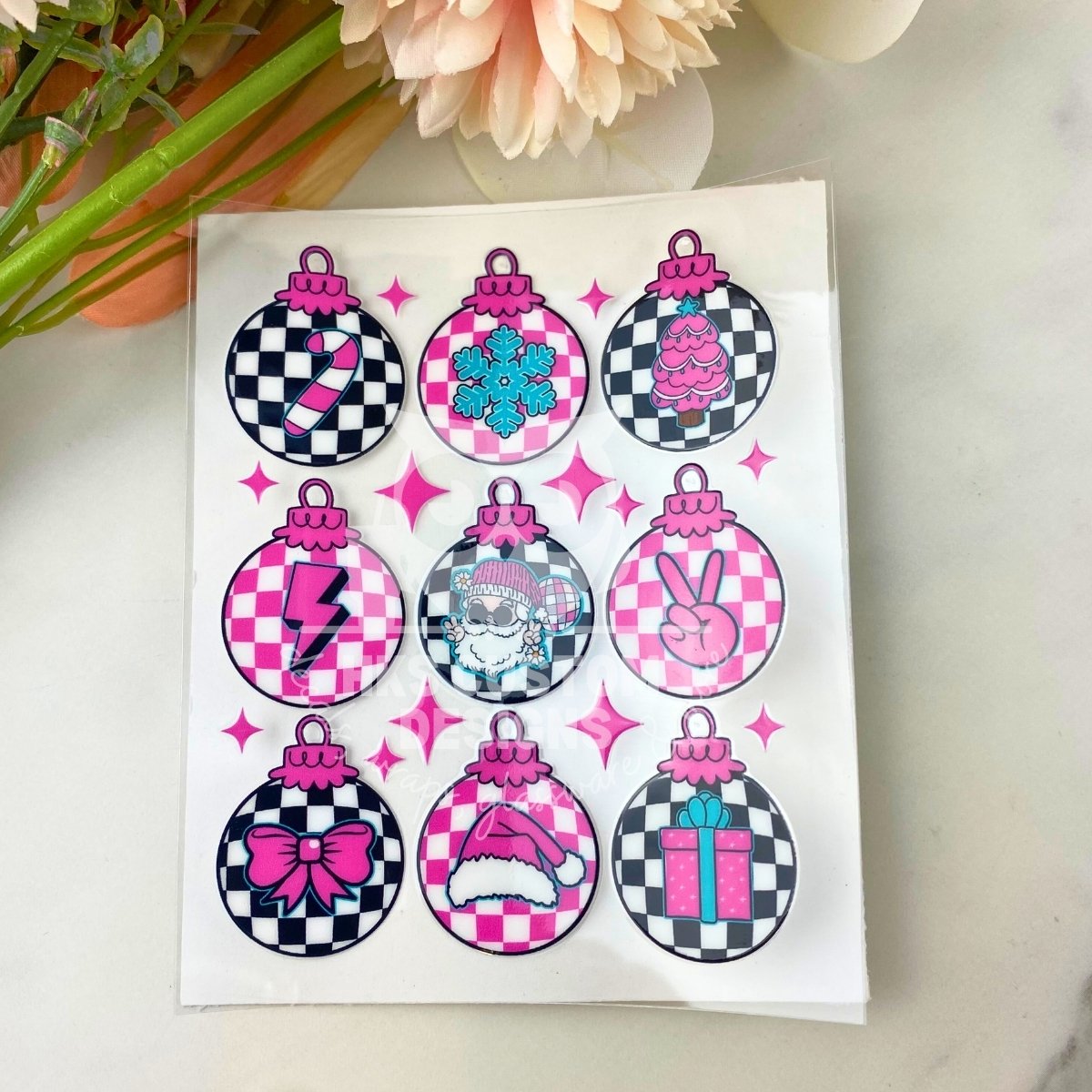Checkered Ornaments | 4" UV DTF Decal