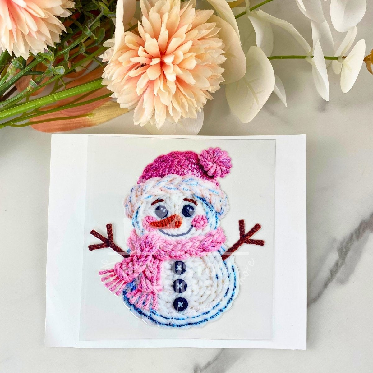 Faux Yarn Snowman | 4" UV DTF Decal