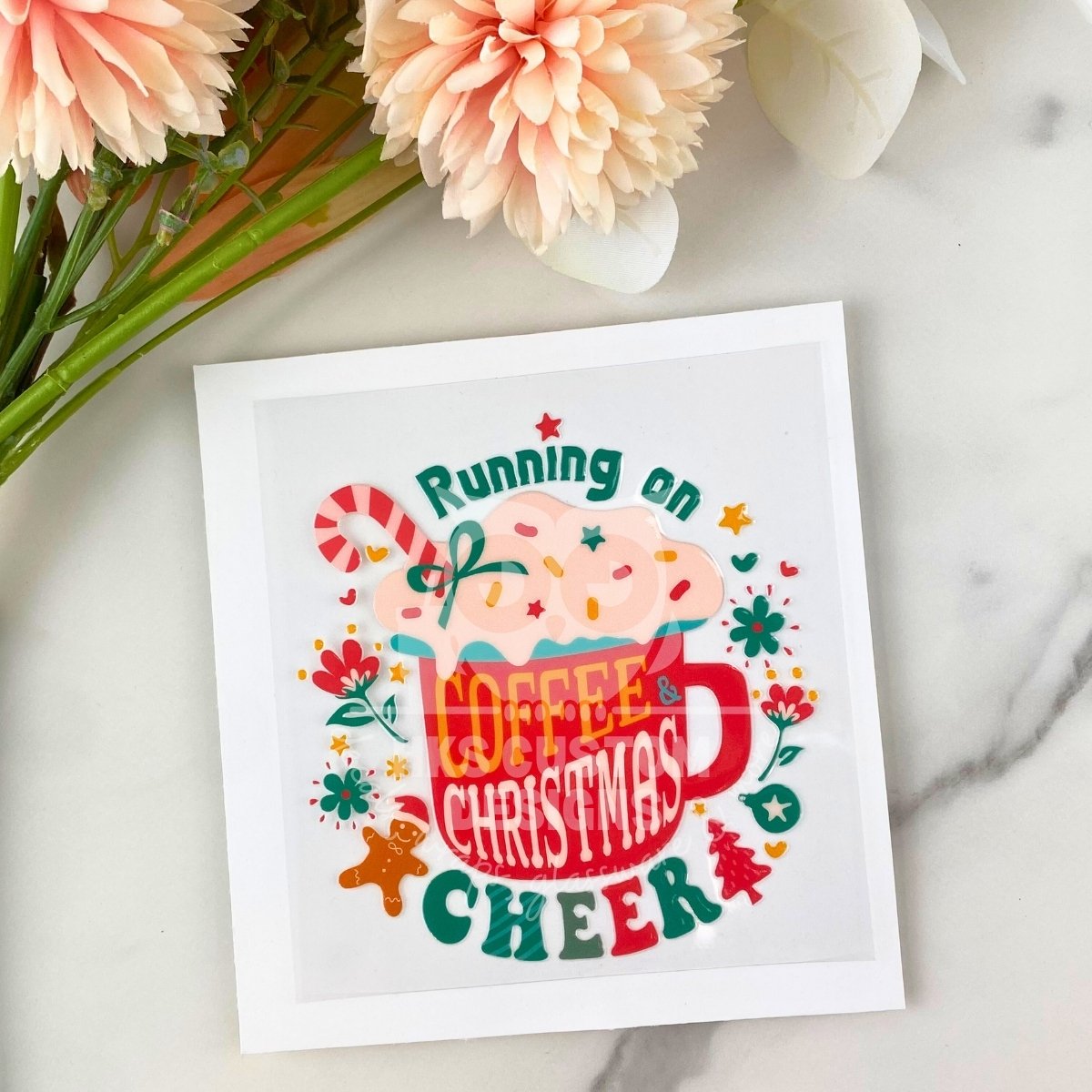 Coffee and Christmas Cheer | 4" UV DTF Decal