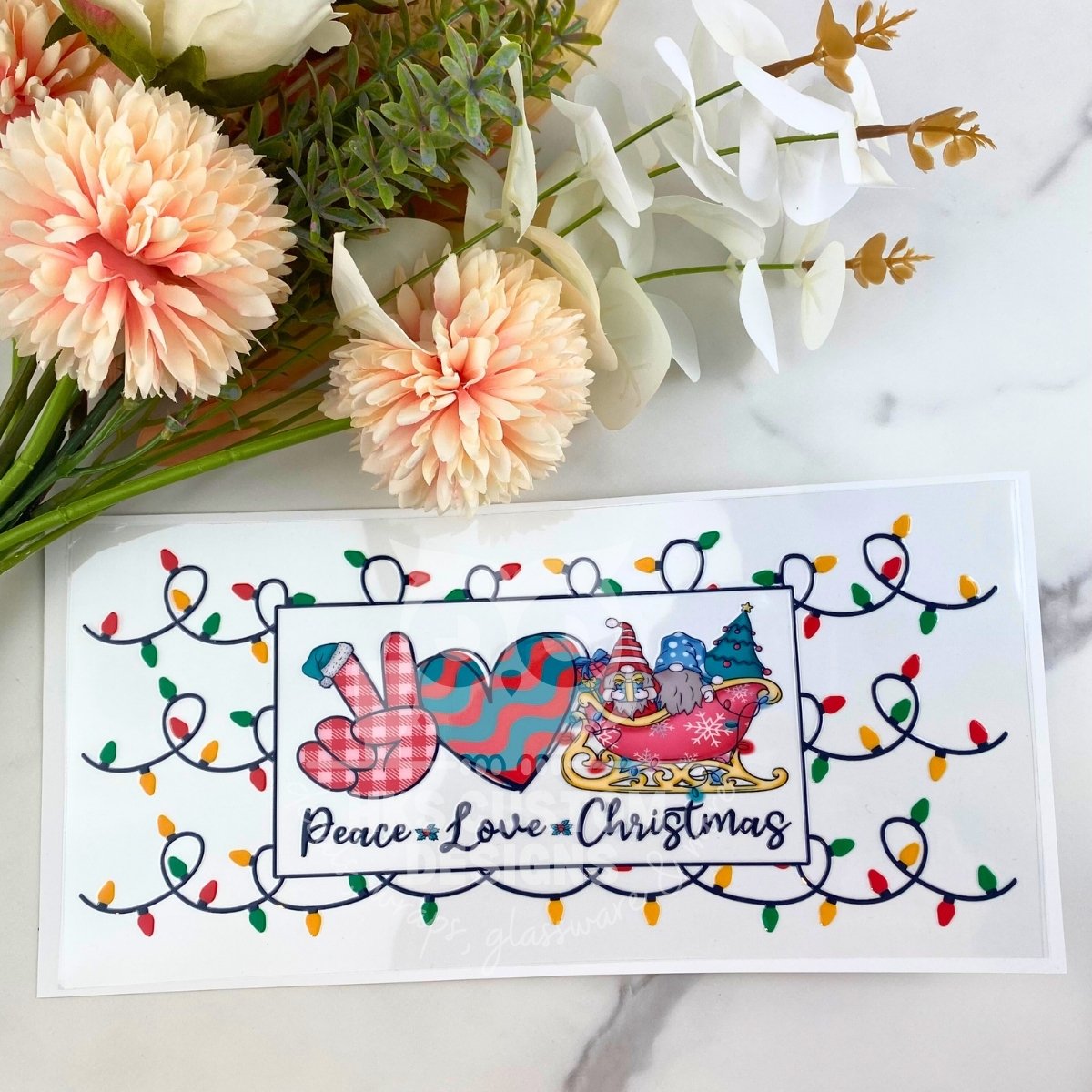 Peace Love Christmas | 16 oz UV DTF Wrap