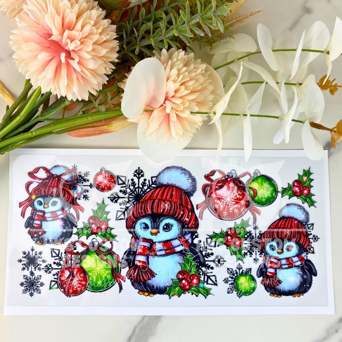 Winter Penguins | 16 oz UV DTF Wrap