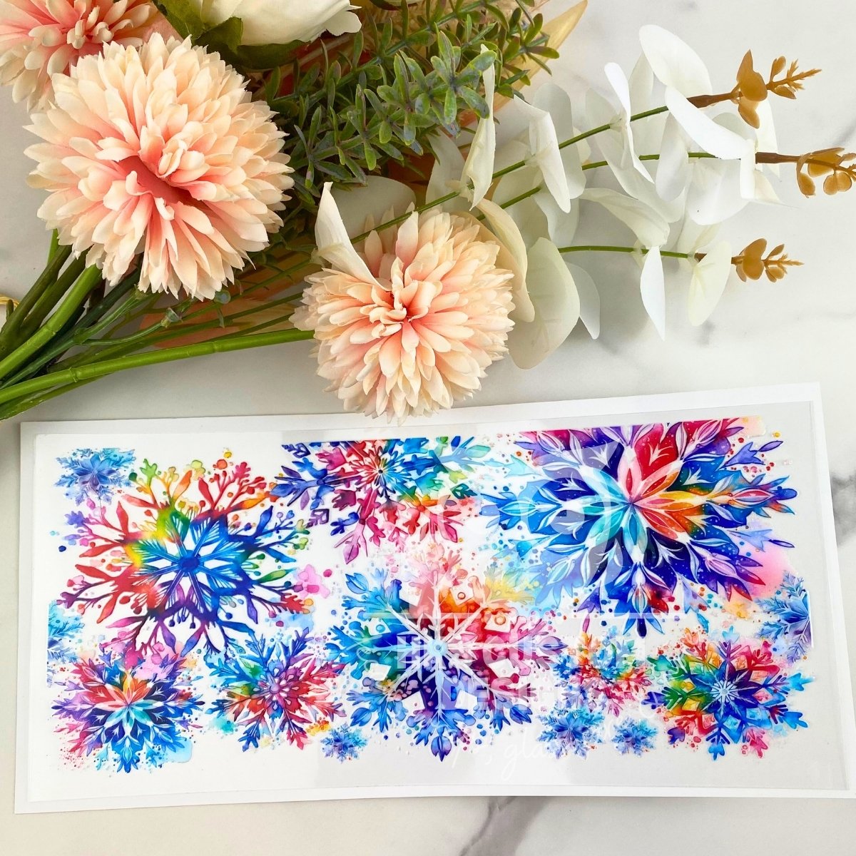 Neon Snowflake | 16 oz UV DTF Wrap