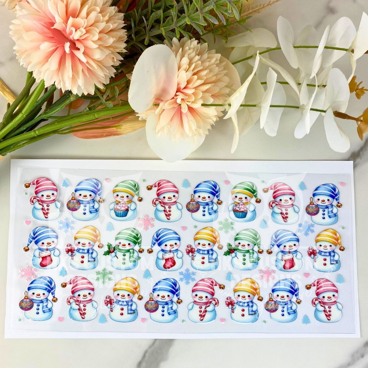 Cute Christmas Snowmen | 16 oz UV DTF Wrap