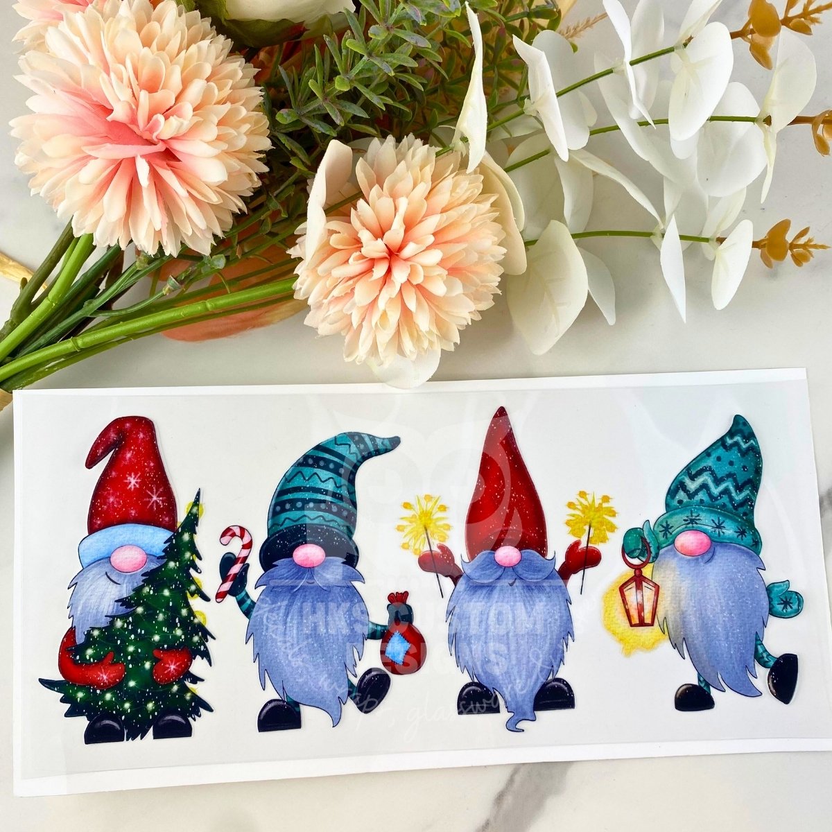 Christmas Gnomes with Tree | 16 oz UV DTF Wrap
