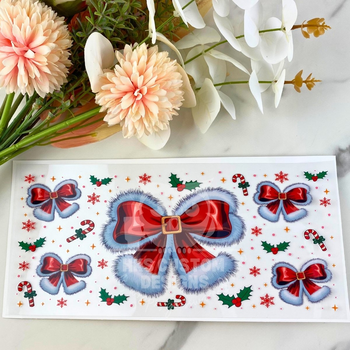 Mrs. Claus Bow | 16 oz UV DTF Wrap