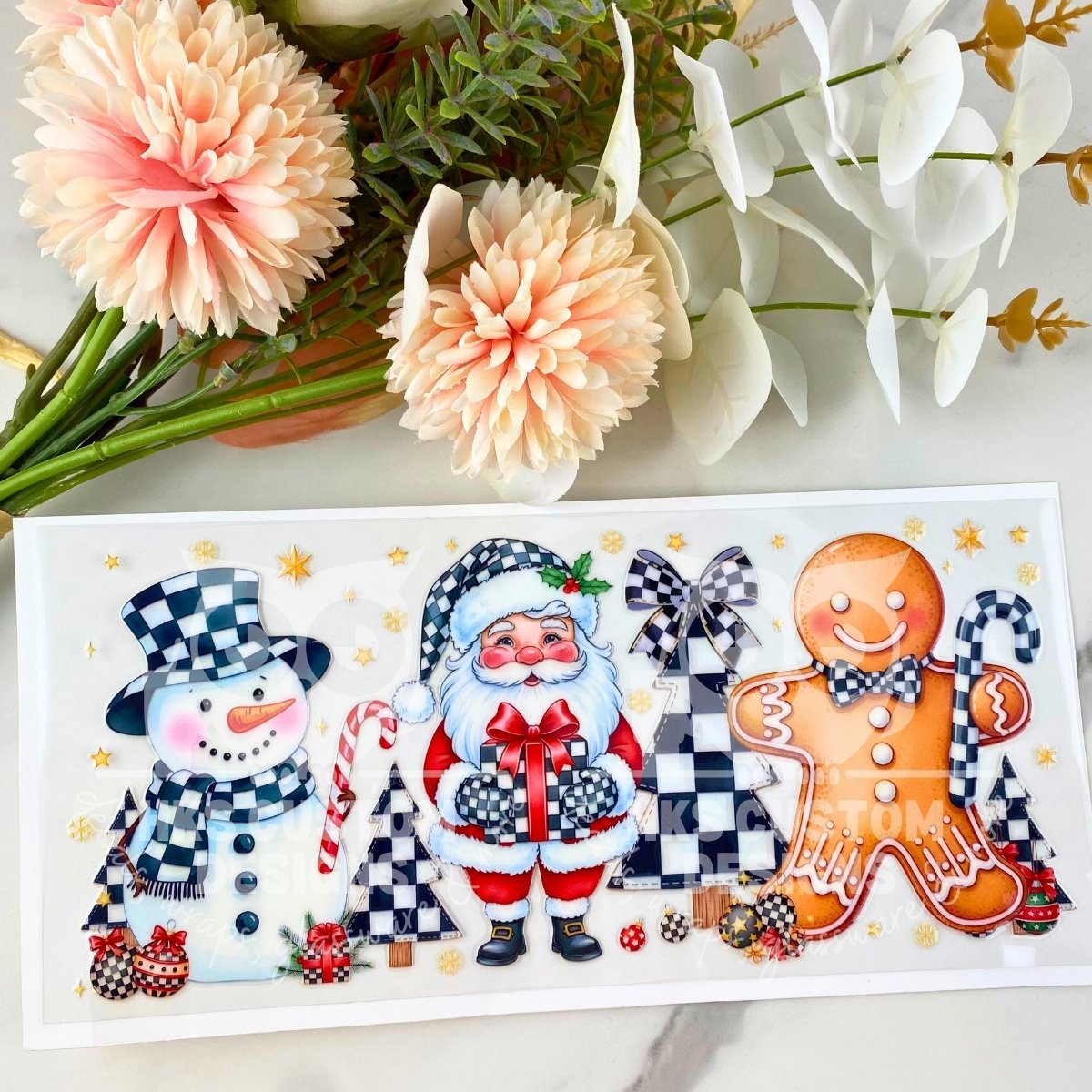 Checkered Christmas2 | 16 oz UV DTF Wrap