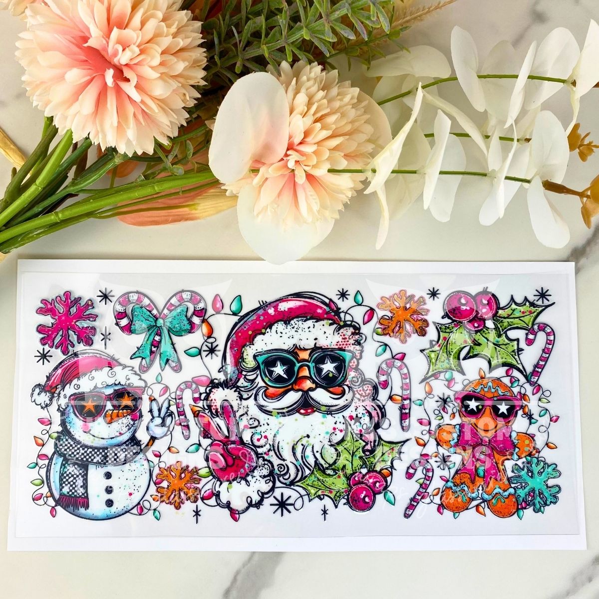 Peace Santa Sunglasses | 16 oz UV DTF Wrap