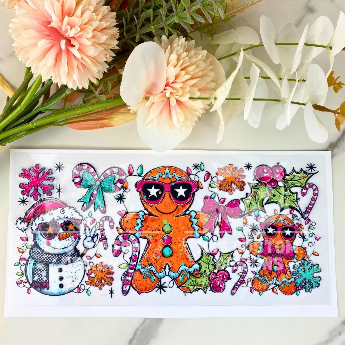 Sunglasses Gingerbread | 16 oz UV DTF Wrap