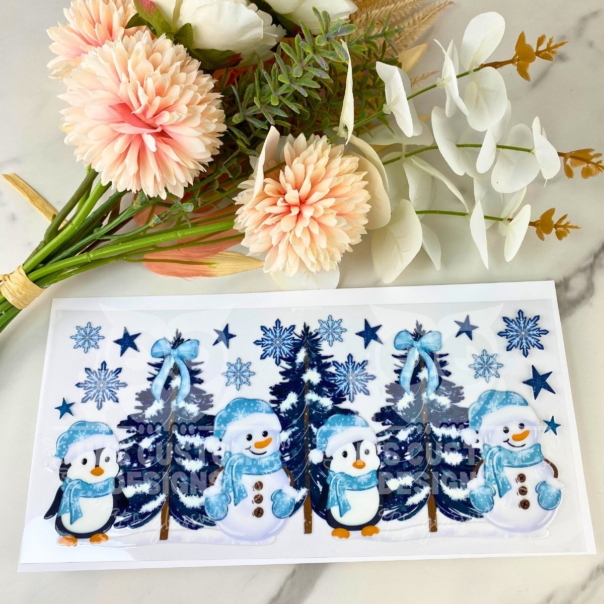 Penguin and Snowman | 16 oz UV DTF Wrap