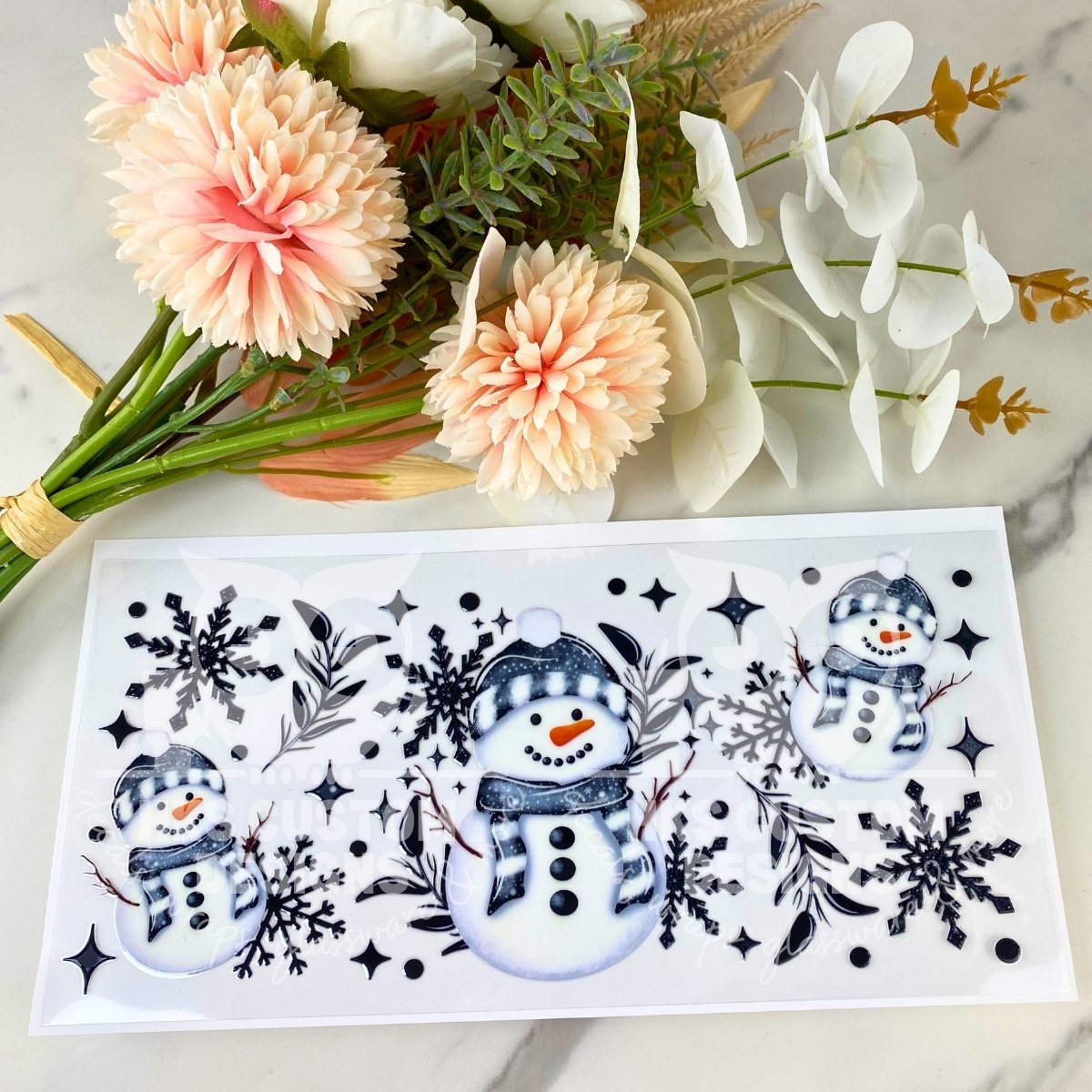 Winter Snowmen | 16 oz UV DTF Wrap