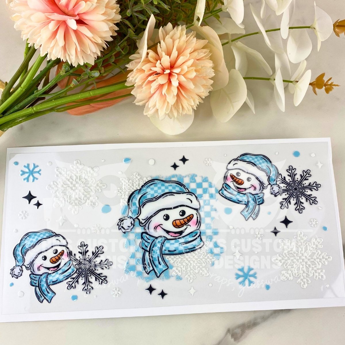 Let it Snow White Snowflakes | 16 oz UV DTF Wrap