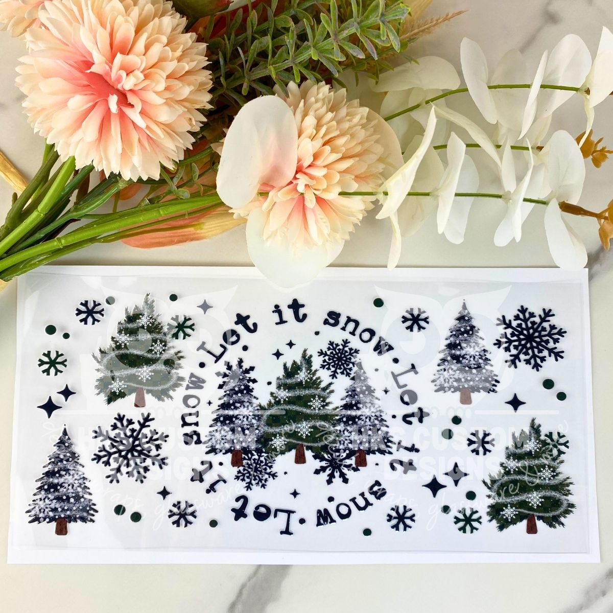 Let it Snow Trees | 16 oz UV DTF Wrap