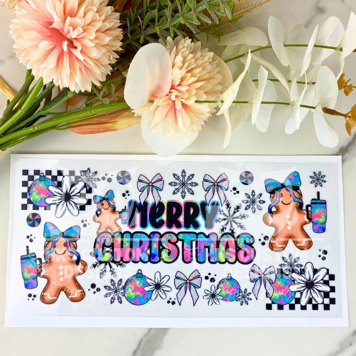 Colorful Merry Christmas1 | 16 oz UV DTF Wrap