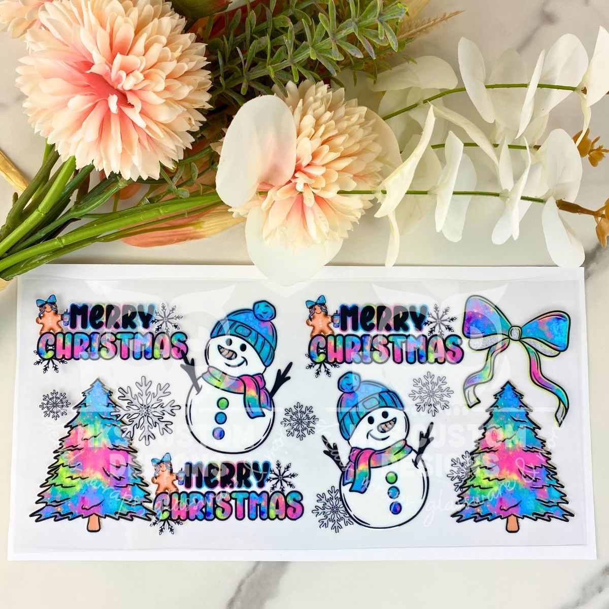 Colorful Merry Christmas2 | 16 oz UV DTF Wrap