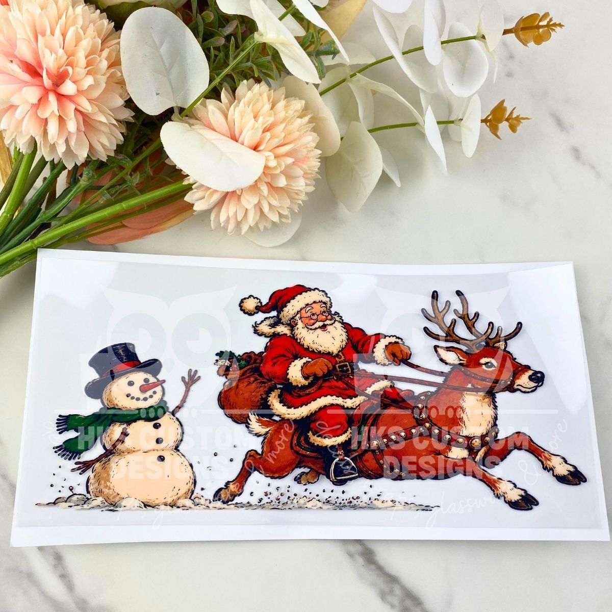 Santa Riding Reindeer | 16 oz UV DTF Wrap