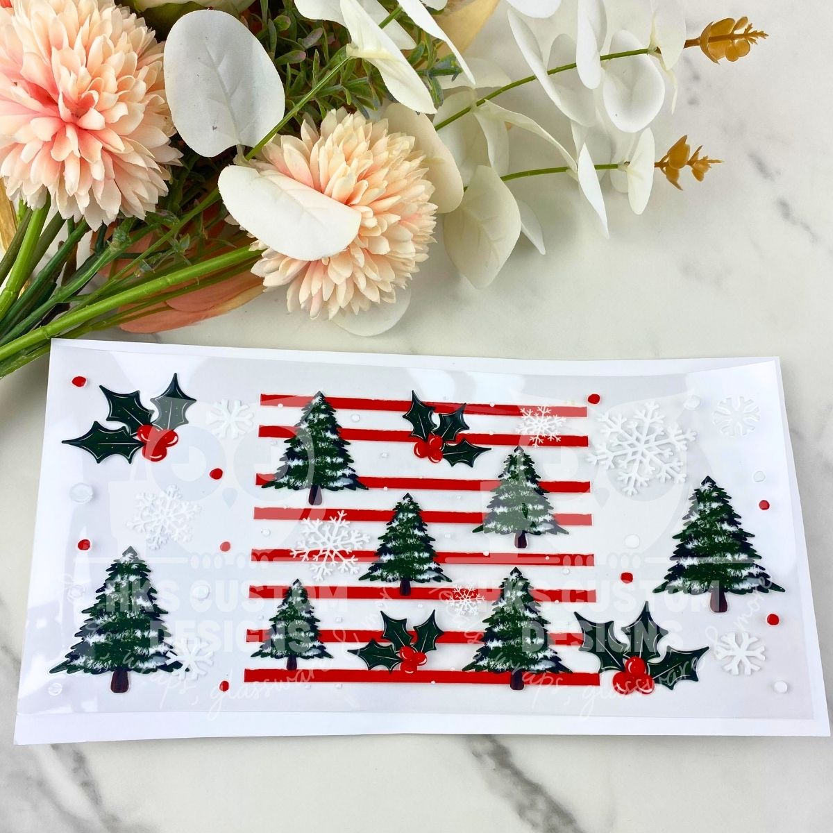 Striped Christmas Trees | 16 oz UV DTF Wrap