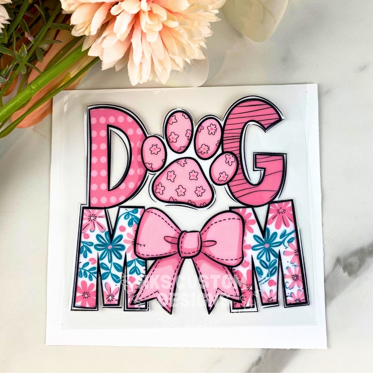 Dog Mom Pink Bow | 4" UV DTF Decal