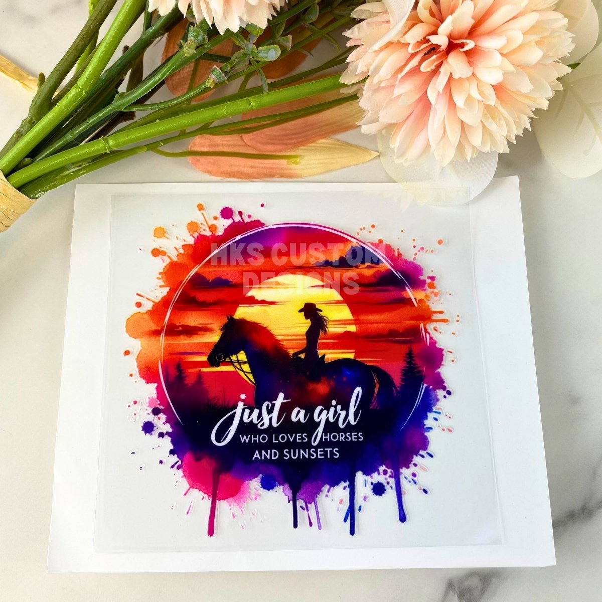Loves Sunsets and Horses | 4" UV DTF Decal