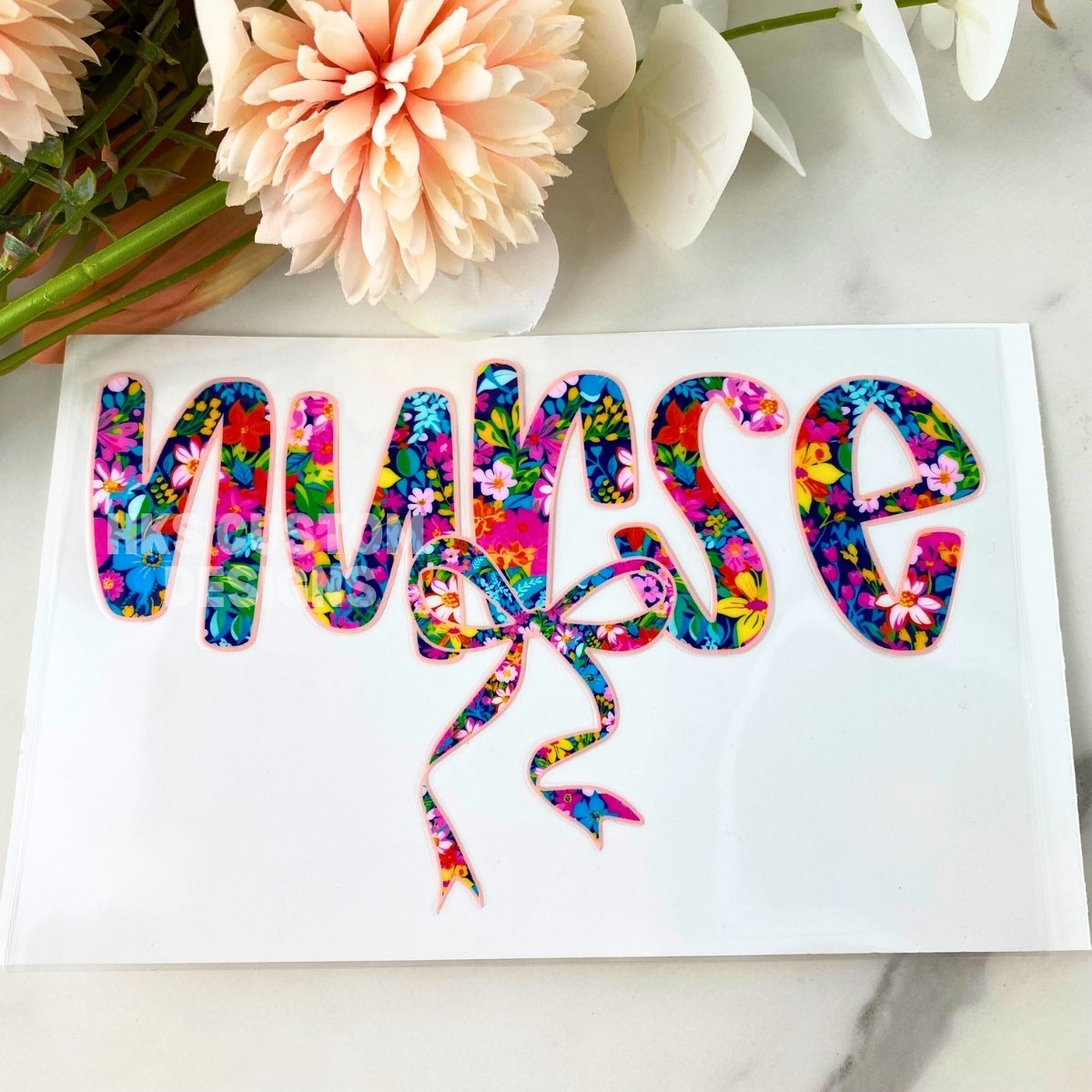 Nurse Flower Pattern | 4" UV DTF Decal