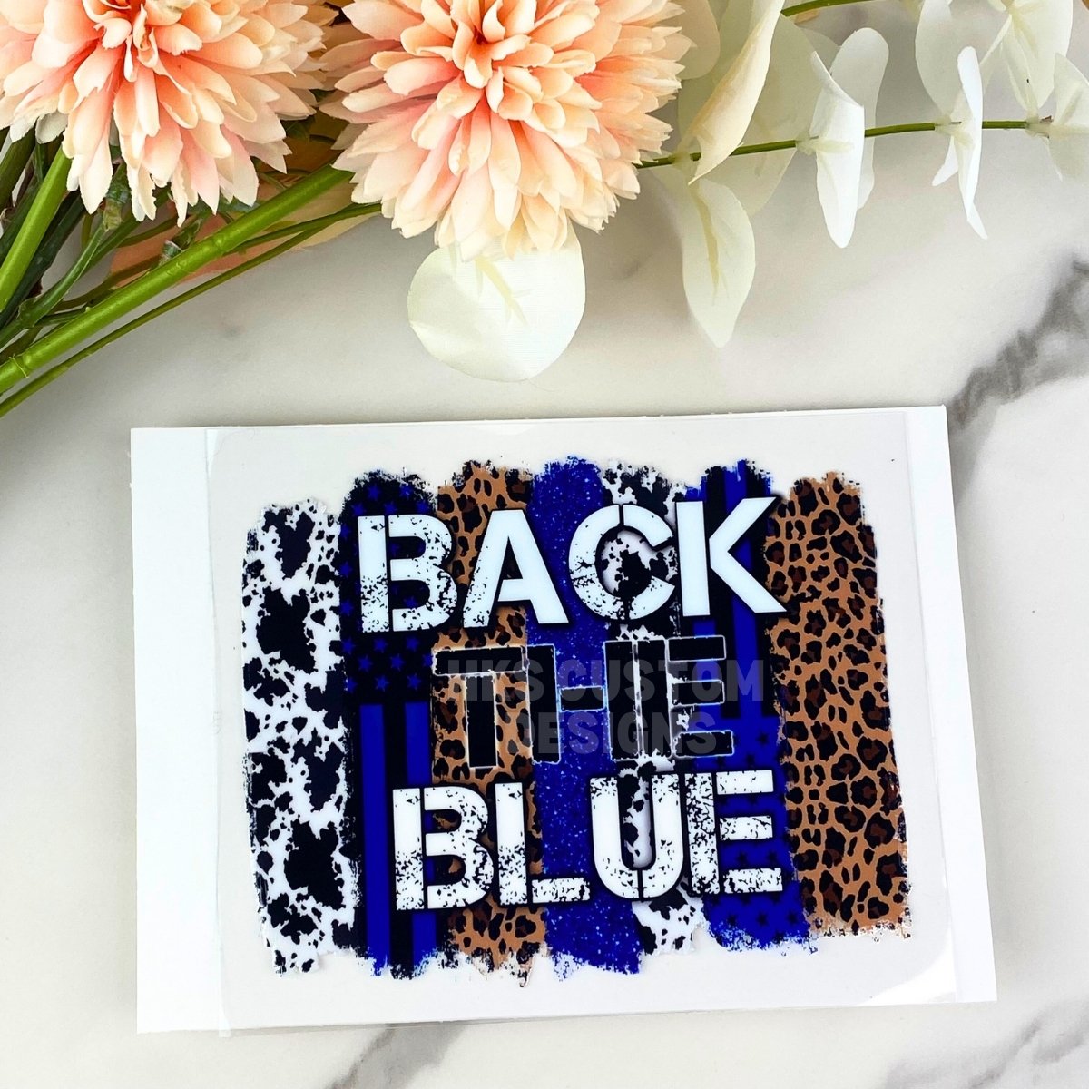 Back the Blue (leopard/cow) | 4" UV DTF Decal