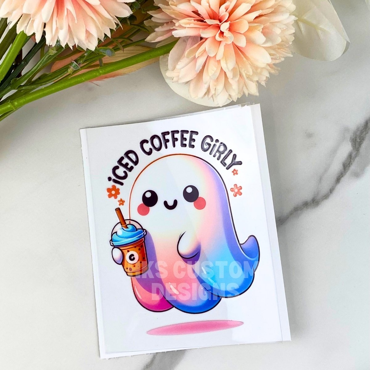 Iced Coffee Girly | 4" UV DTF Decal