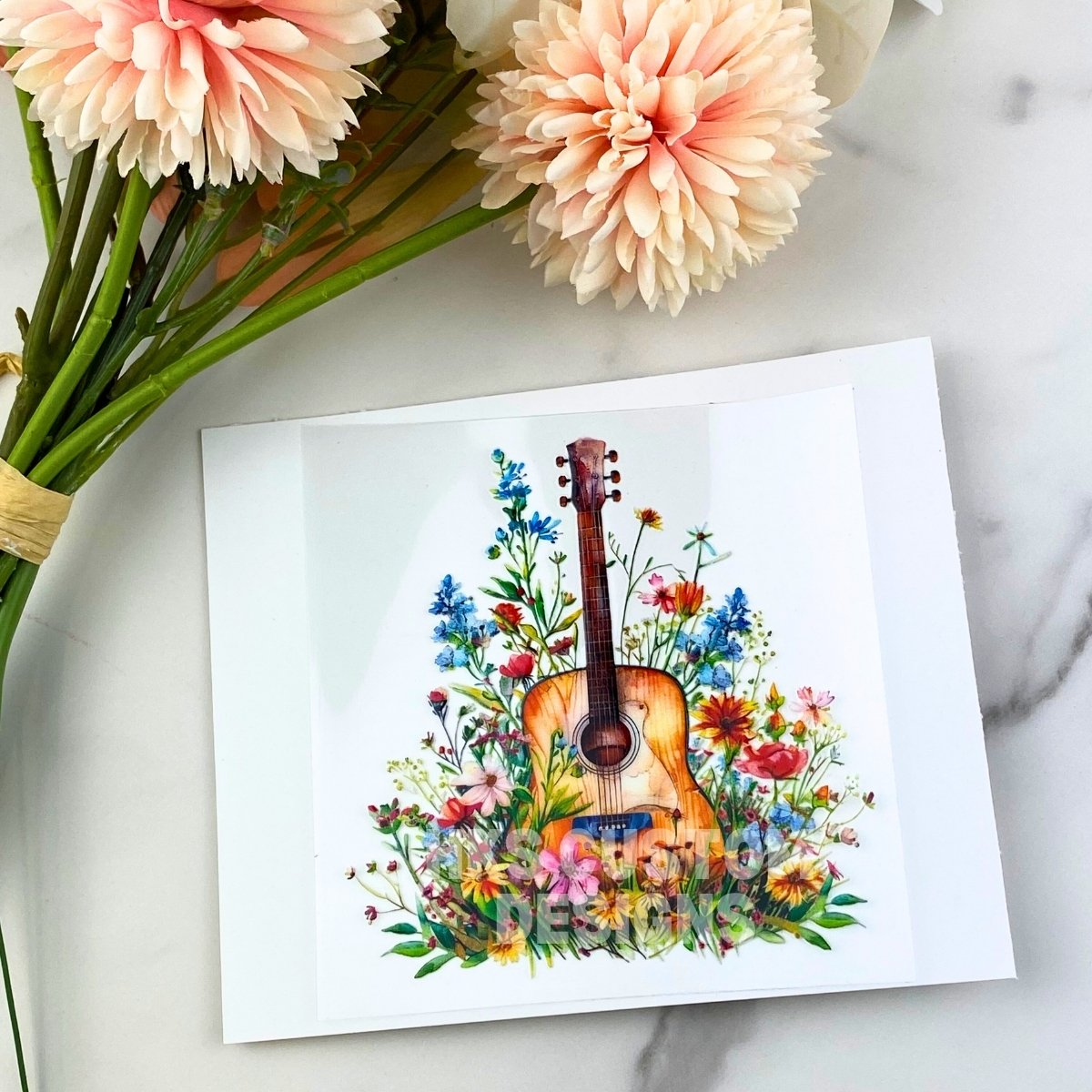 Guitar (floral) | 4" UV DTF Decal