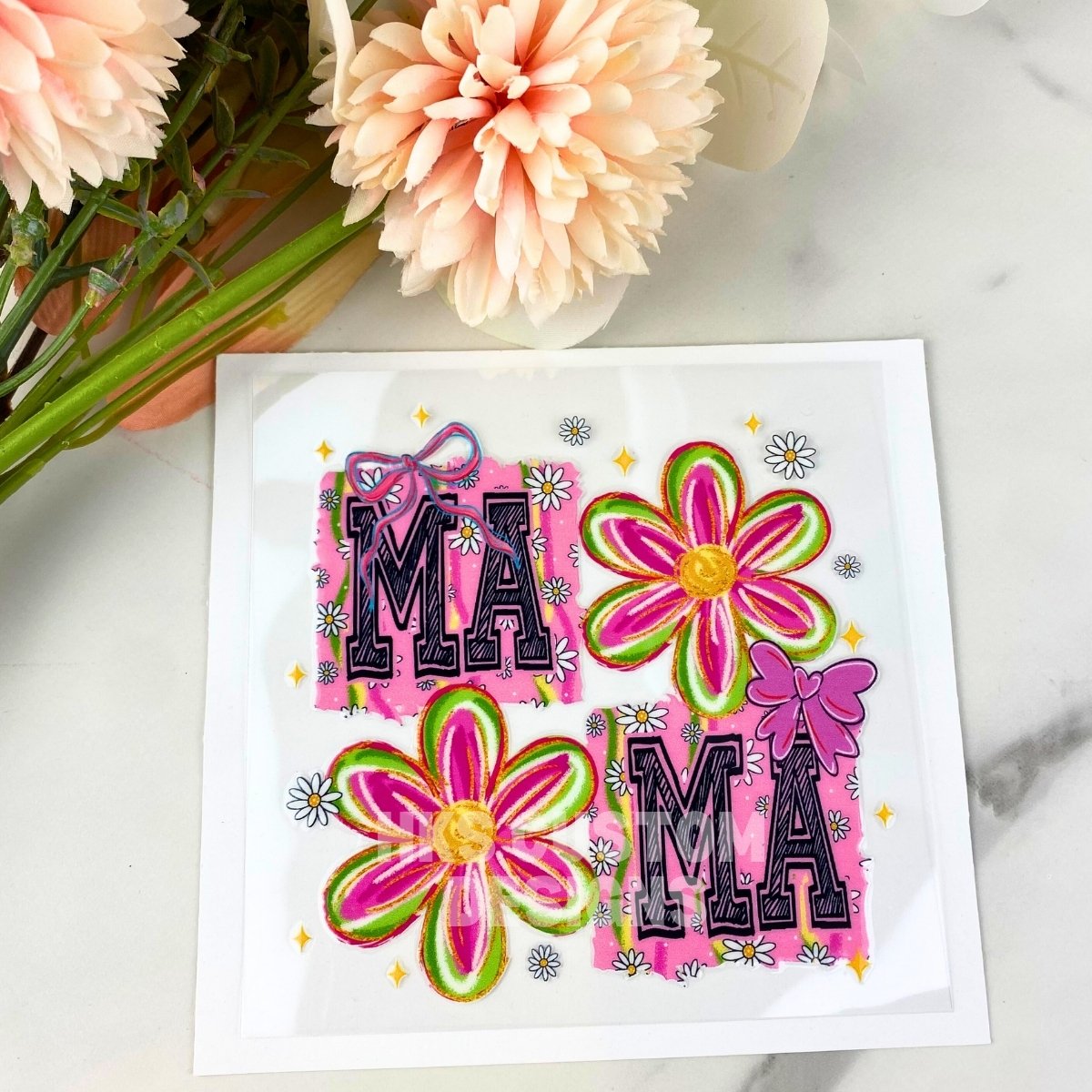 Mama Flowers and Bows | 4" UV DTF Decal