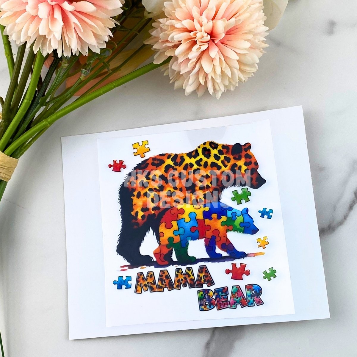 Mama Bear (puzzle pieces) | 4" UV DTF Decal