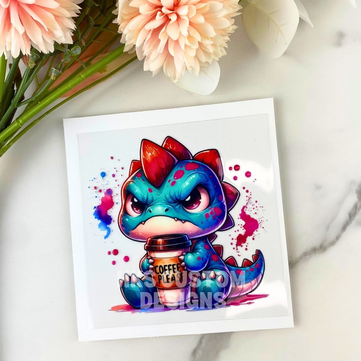 Coffee Please (Dinosaur) | 4" UV DTF Decal