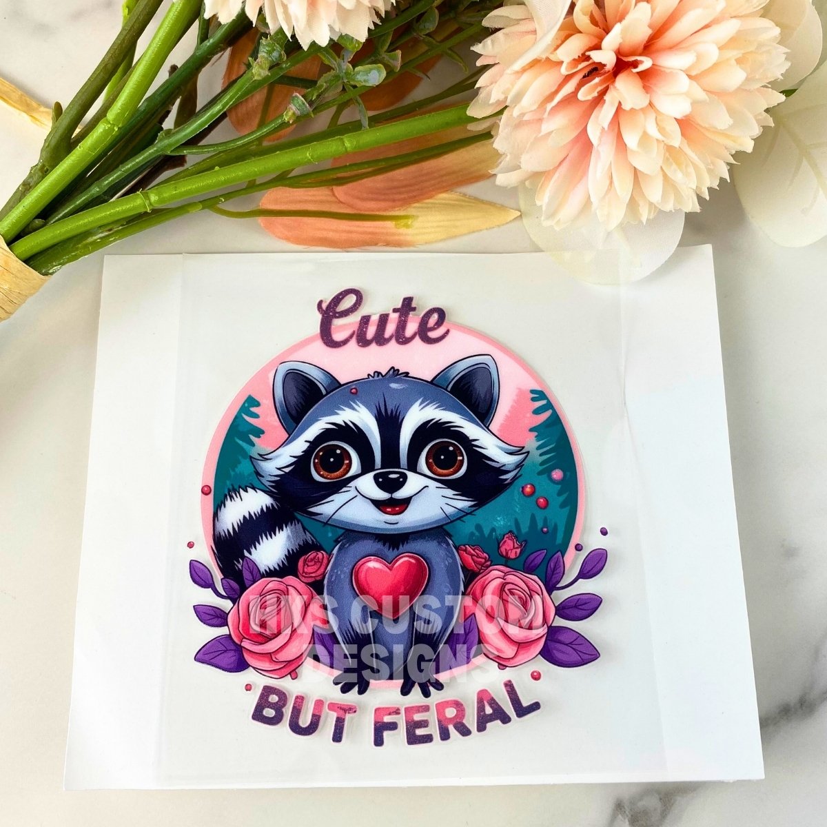 Cute But Feral Raccoon | 4" UV DTF Decal