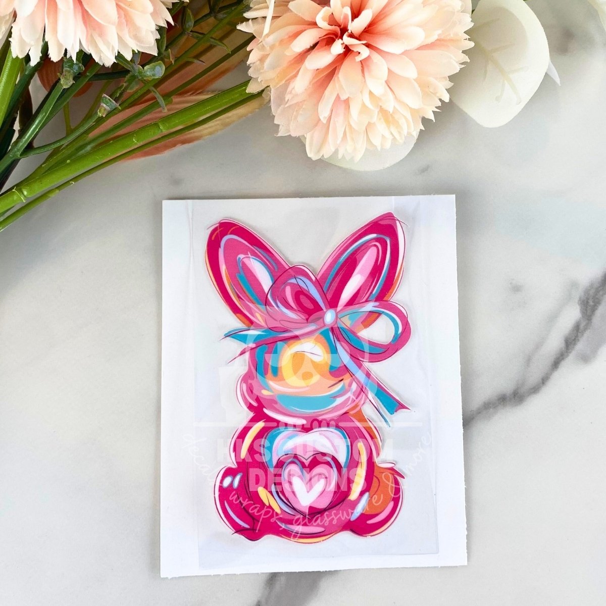 Pink Bunny with Bow | 4" UV DTF Decal