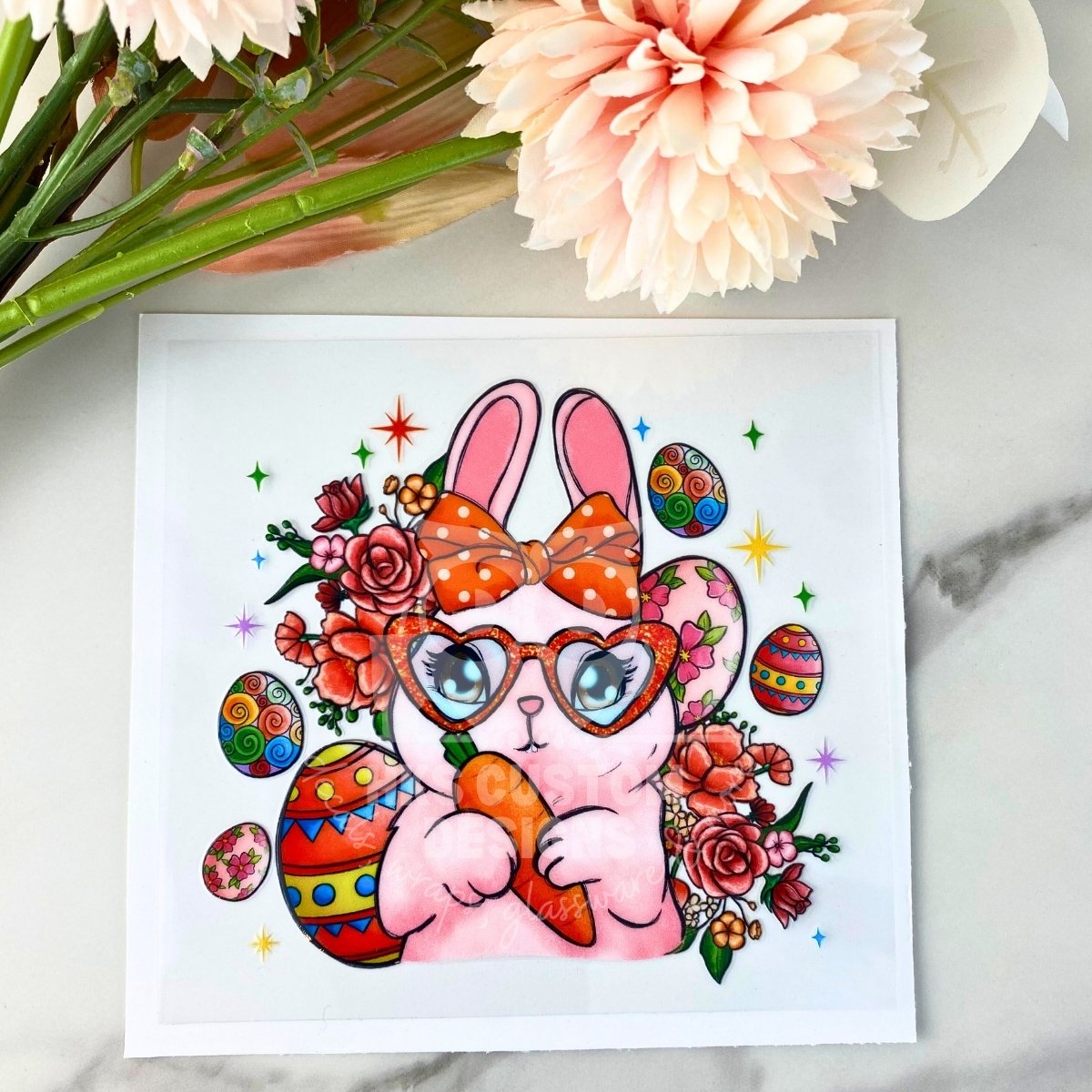 Easter Bunny with Eggs | 4" UV DTF Decal