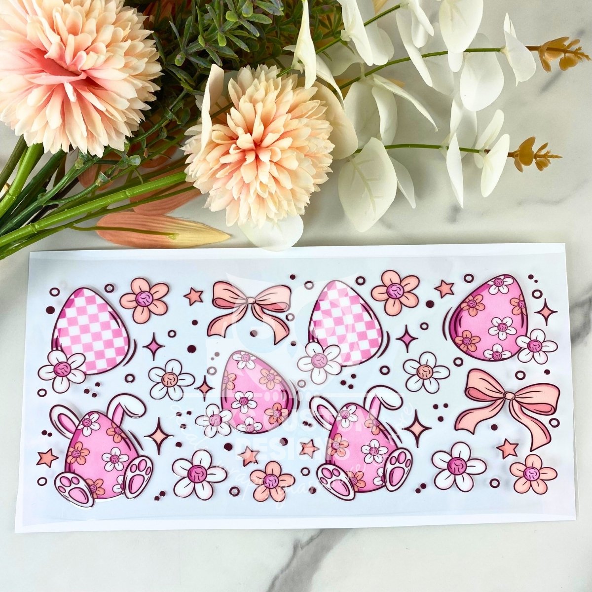 Pink Bunny Eggs | 16 oz UV DTF Wrap