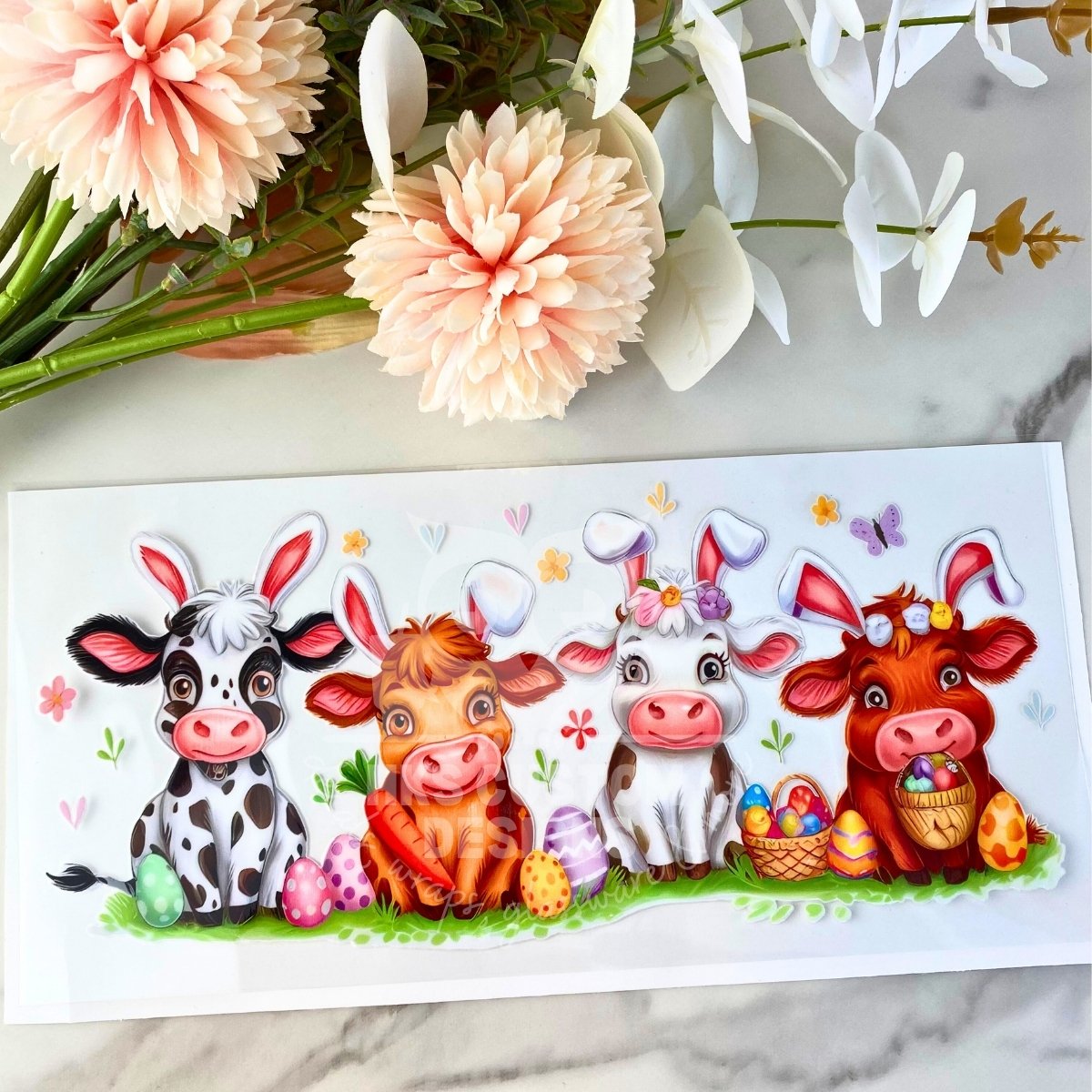 Easter Cows | 16 oz UV DTF Wrap