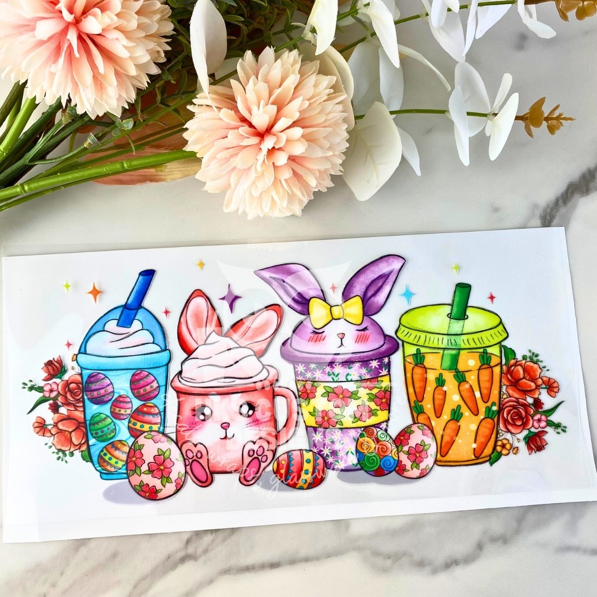 Easter Coffee Cups | 16 oz UV DTF Wrap