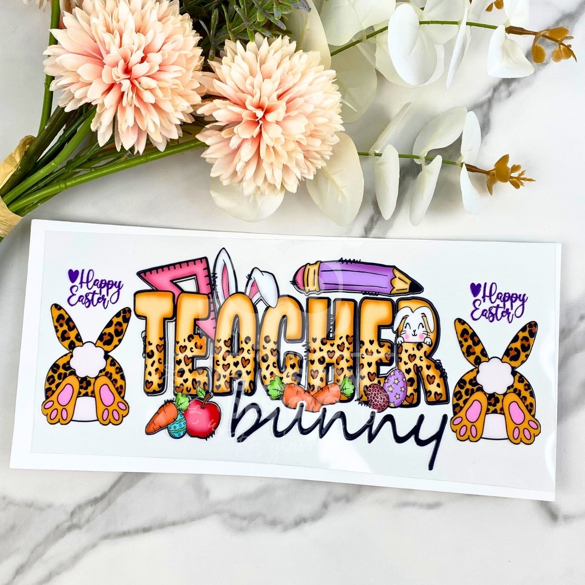 Teacher Bunny | 16 oz UV DTF Wrap