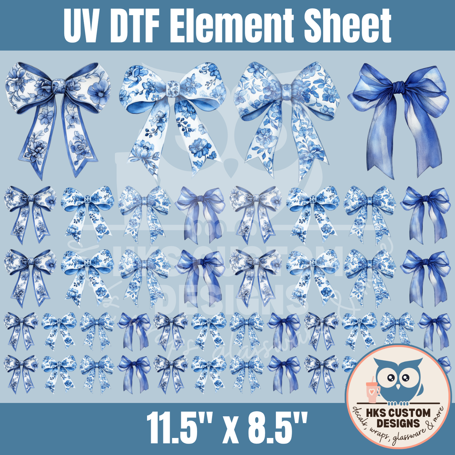 Blue Chinoiserie Bows | Element Sheet