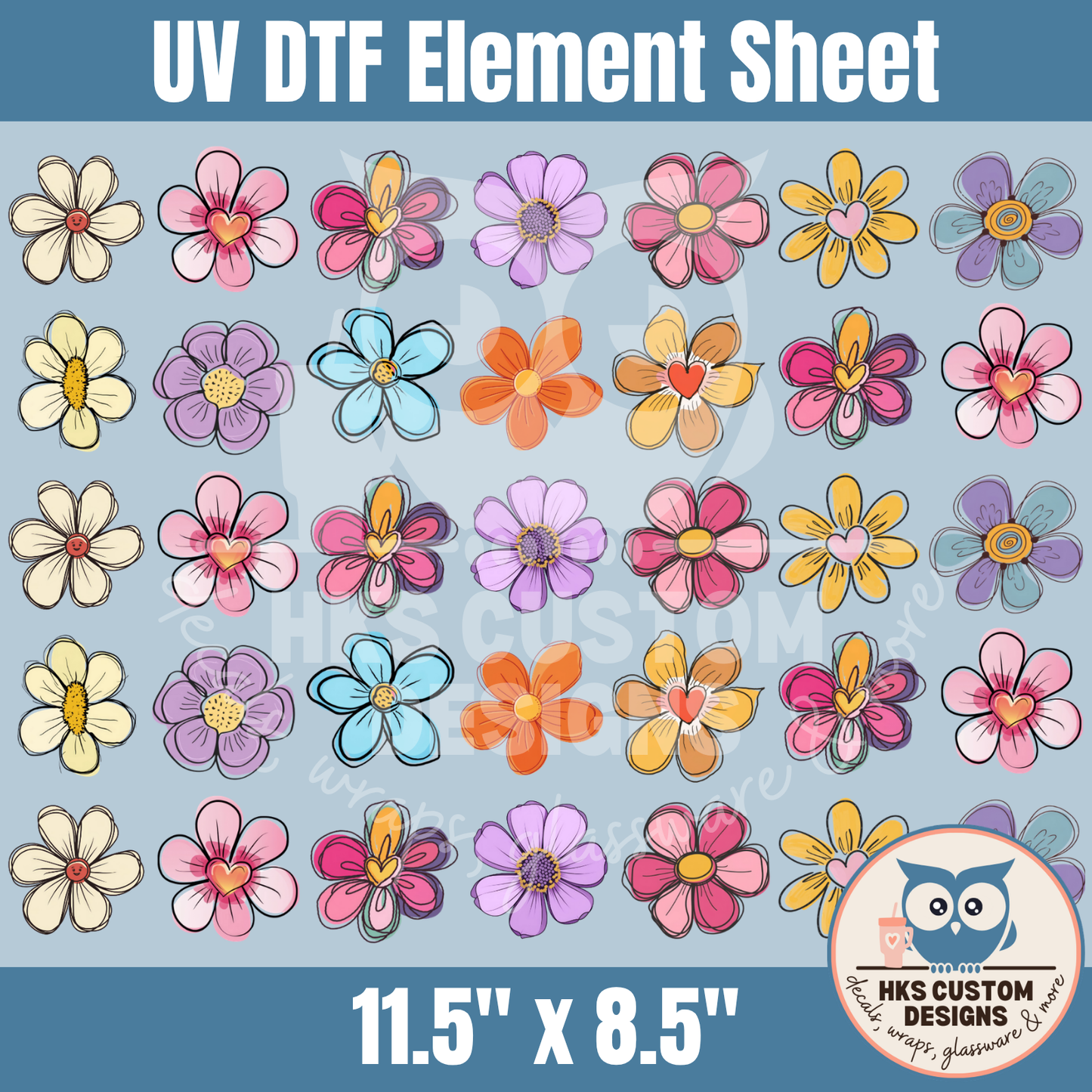 Small Doodle Flowers | Element Sheet