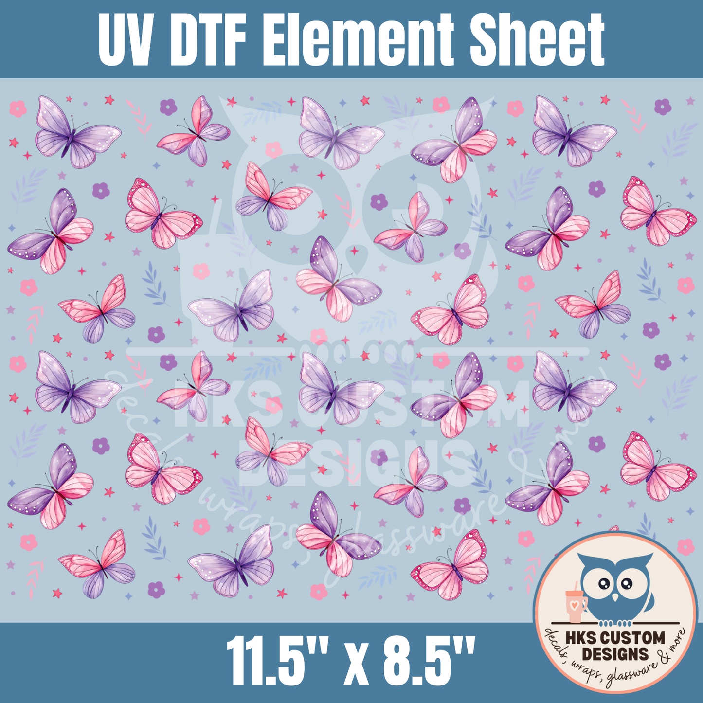 Pink and Purple Butterfly Floral | Element Sheet