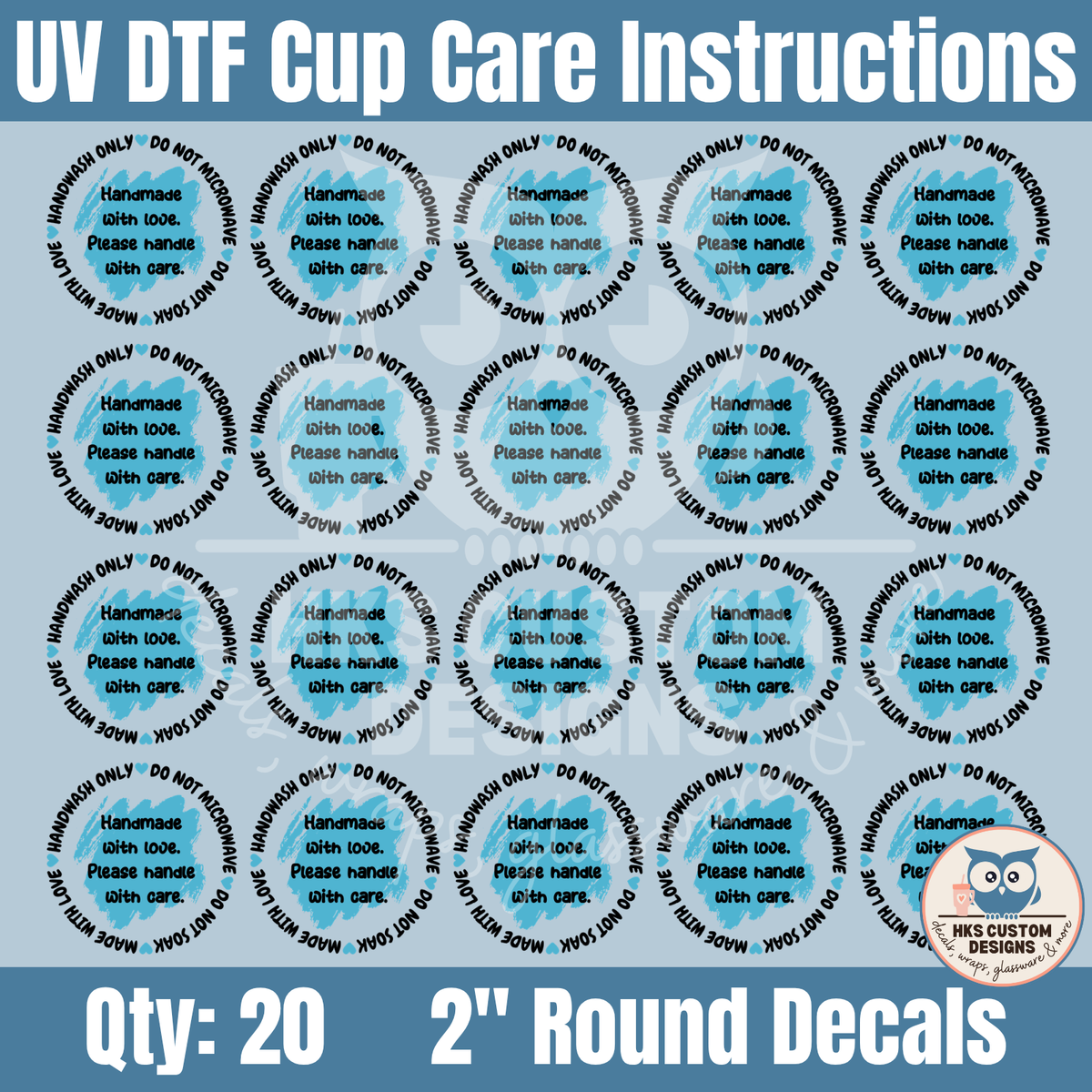 Blue 2" Cup Care Instructions | Element Sheet