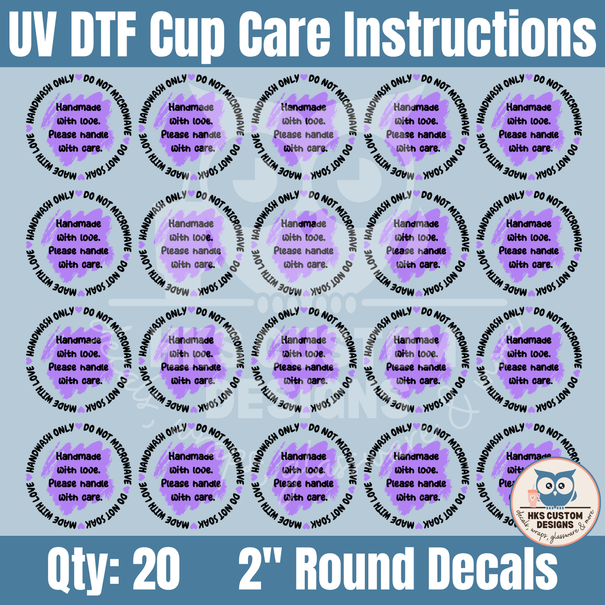 Purple 2" Cup Care Instructions | Element Sheet