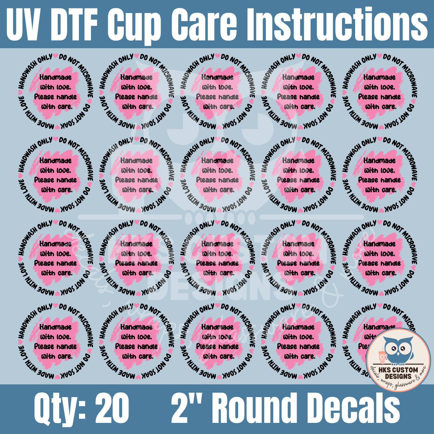 Pink 2" Cup Care Instructions | Element Sheet